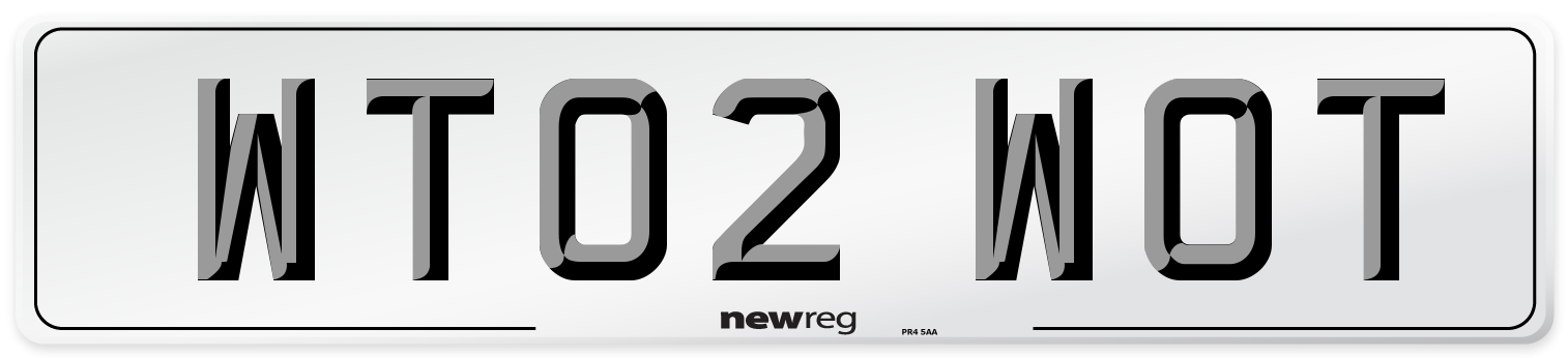 WT02 WOT Number Plate from New Reg